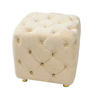 Ottoman capitonné carré en velours moderne par GDFStudio