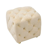 Ottoman capitonné carré en velours moderne par GDFStudio