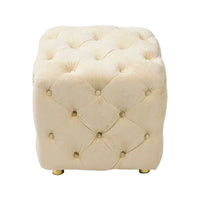 Ottoman capitonné carré en velours moderne par GDFStudio