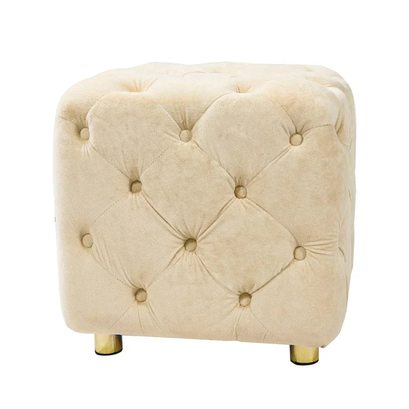 Ottoman capitonné carré en velours moderne par GDFStudio