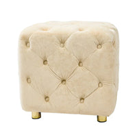 Ottoman capitonné carré en velours moderne par GDFStudio