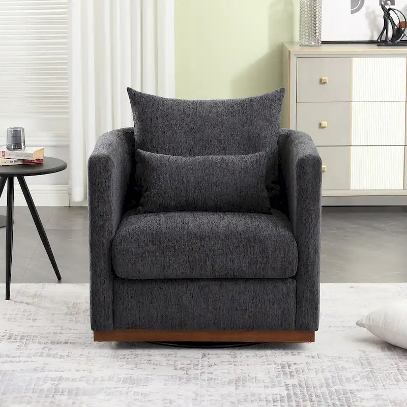 GDFStudio - Fauteuil baril pivotant Harper en chenille avec base en métal robuste et design ergonomique