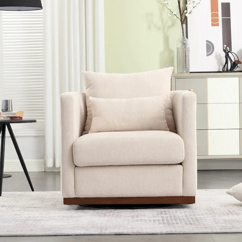 GDFStudio - Fauteuil baril pivotant Harper en chenille avec base en métal robuste et design ergonomique