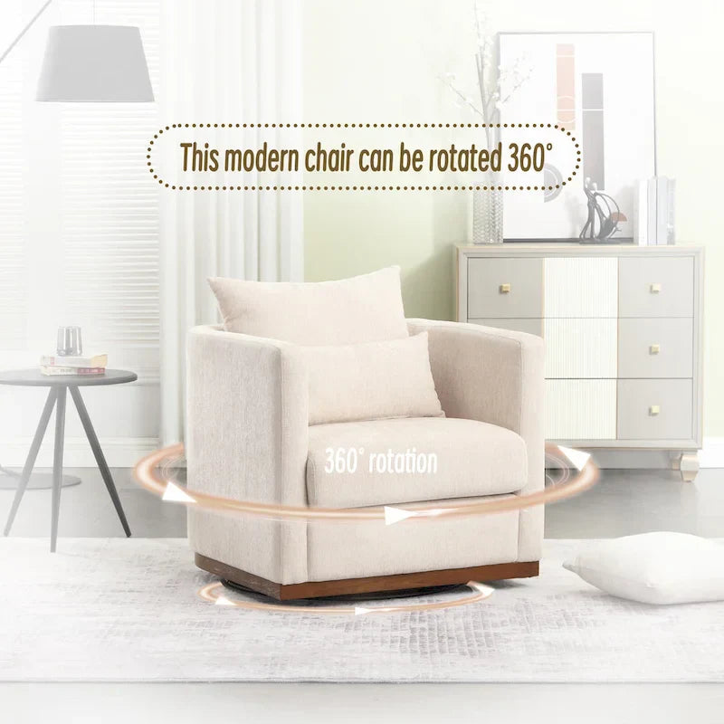GDFStudio - Fauteuil baril pivotant Harper en chenille avec base en métal robuste et design ergonomique