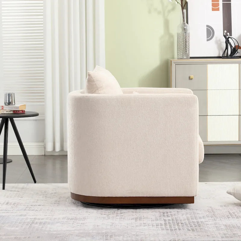 GDFStudio - Fauteuil baril pivotant Harper en chenille avec base en métal robuste et design ergonomique
