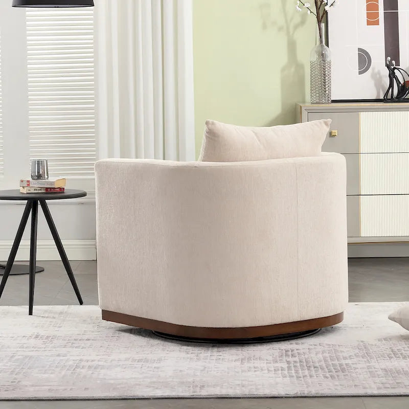 GDFStudio - Fauteuil baril pivotant Harper en chenille avec base en métal robuste et design ergonomique