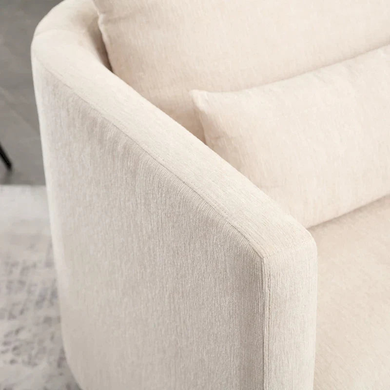 GDFStudio - Fauteuil baril pivotant Harper en chenille avec base en métal robuste et design ergonomique