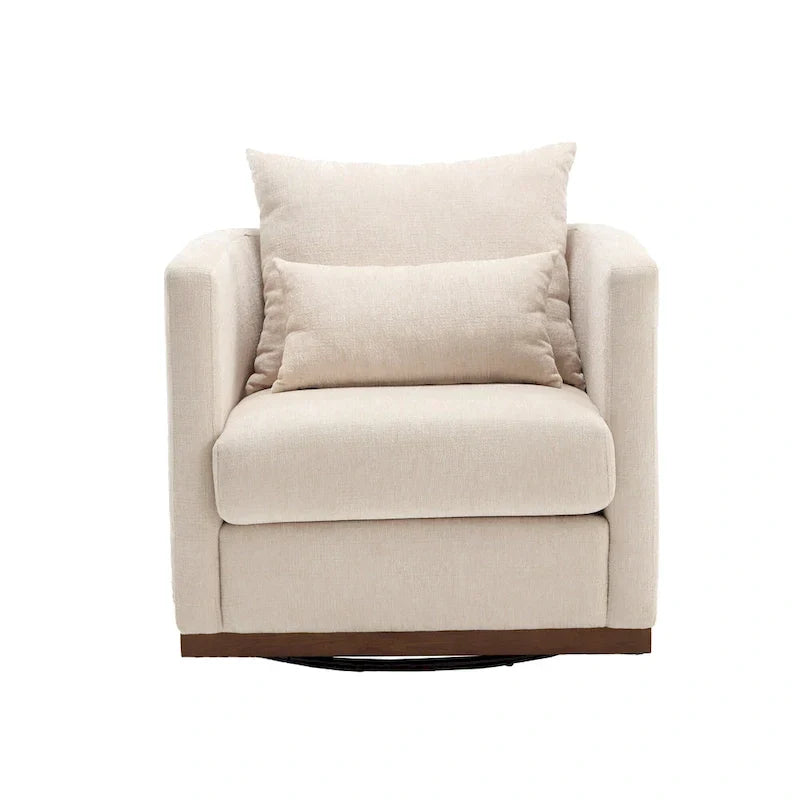 GDFStudio - Fauteuil baril pivotant Harper en chenille avec base en métal robuste et design ergonomique