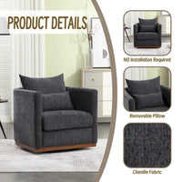 GDFStudio - Fauteuil baril pivotant Harper en chenille avec base en métal robuste et design ergonomique