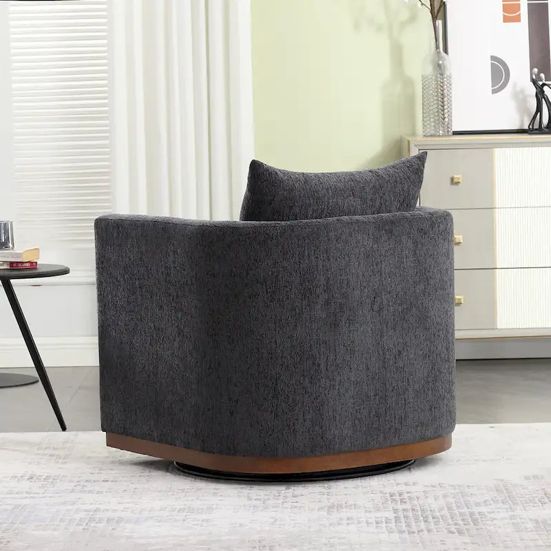 GDFStudio - Fauteuil baril pivotant Harper en chenille avec base en métal robuste et design ergonomique