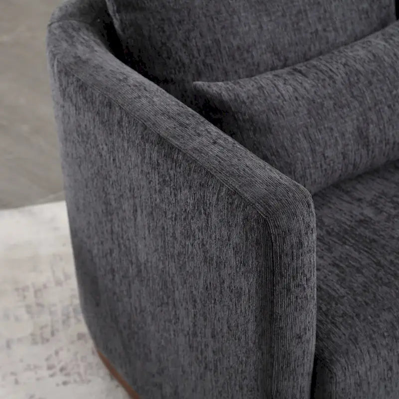 GDFStudio - Fauteuil baril pivotant Harper en chenille avec base en métal robuste et design ergonomique