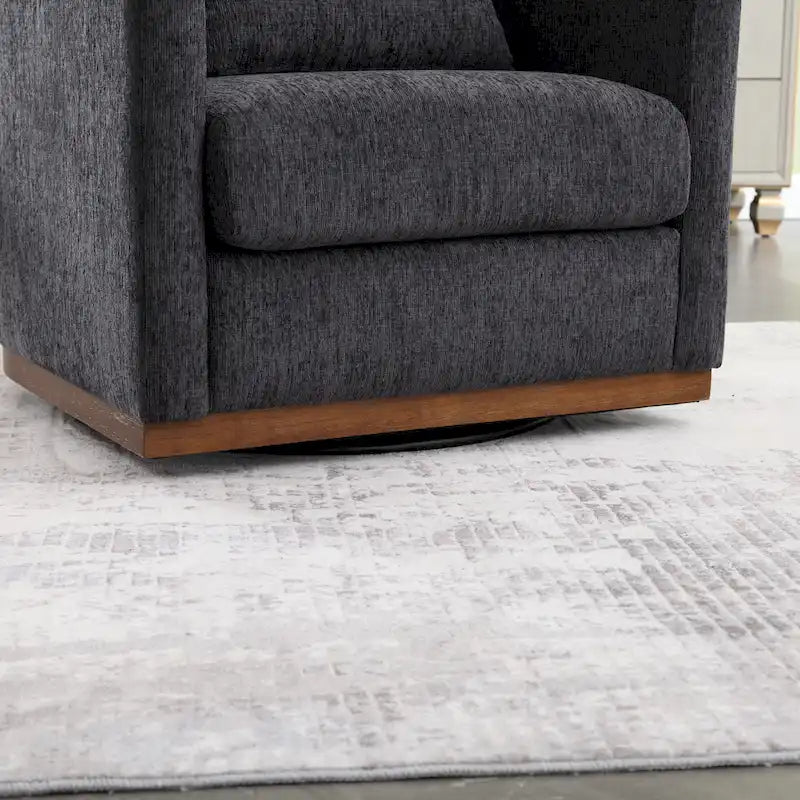 GDFStudio - Fauteuil baril pivotant Harper en chenille avec base en métal robuste et design ergonomique