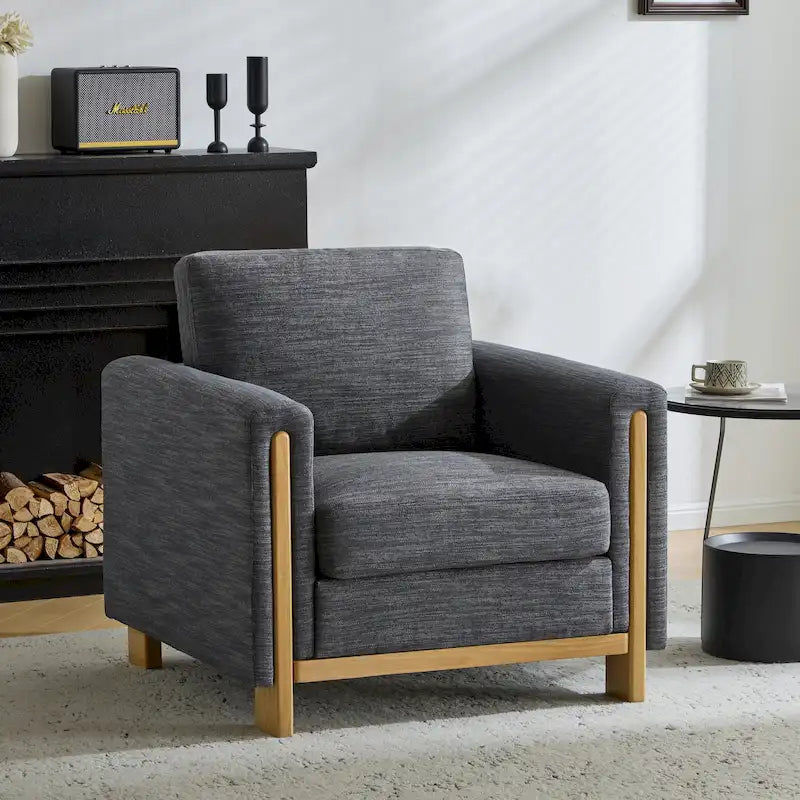 Christopher Knight Home - Fauteuil rembourré Harmonia avec cadre en bois massif et coussins moelleux