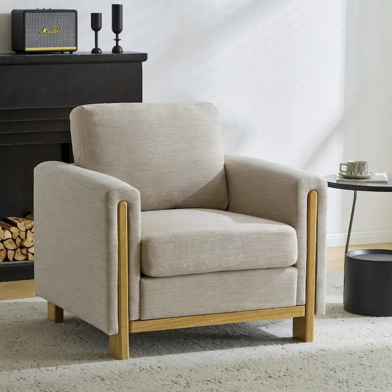 Christopher Knight Home - Fauteuil rembourré Harmonia avec cadre en bois massif et coussins moelleux