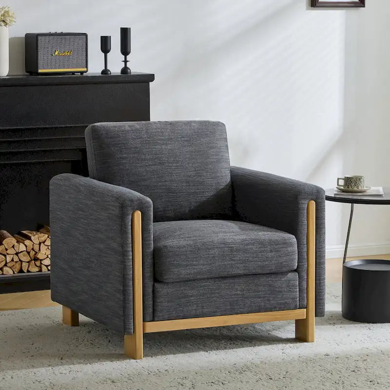 Christopher Knight Home - Fauteuil rembourré Harmonia avec cadre en bois massif et coussins moelleux