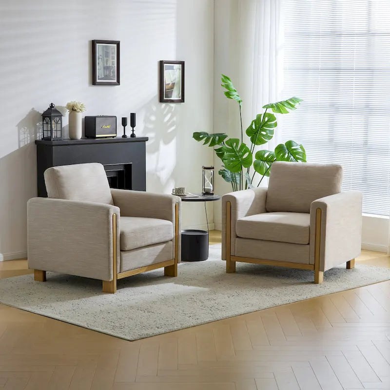 Christopher Knight Home - Fauteuil rembourré Harmonia avec cadre en bois massif et coussins moelleux