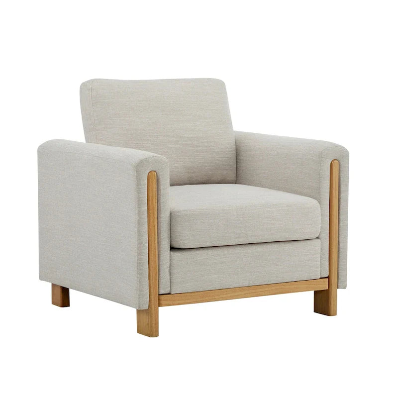 Christopher Knight Home - Fauteuil rembourré Harmonia avec cadre en bois massif et coussins moelleux
