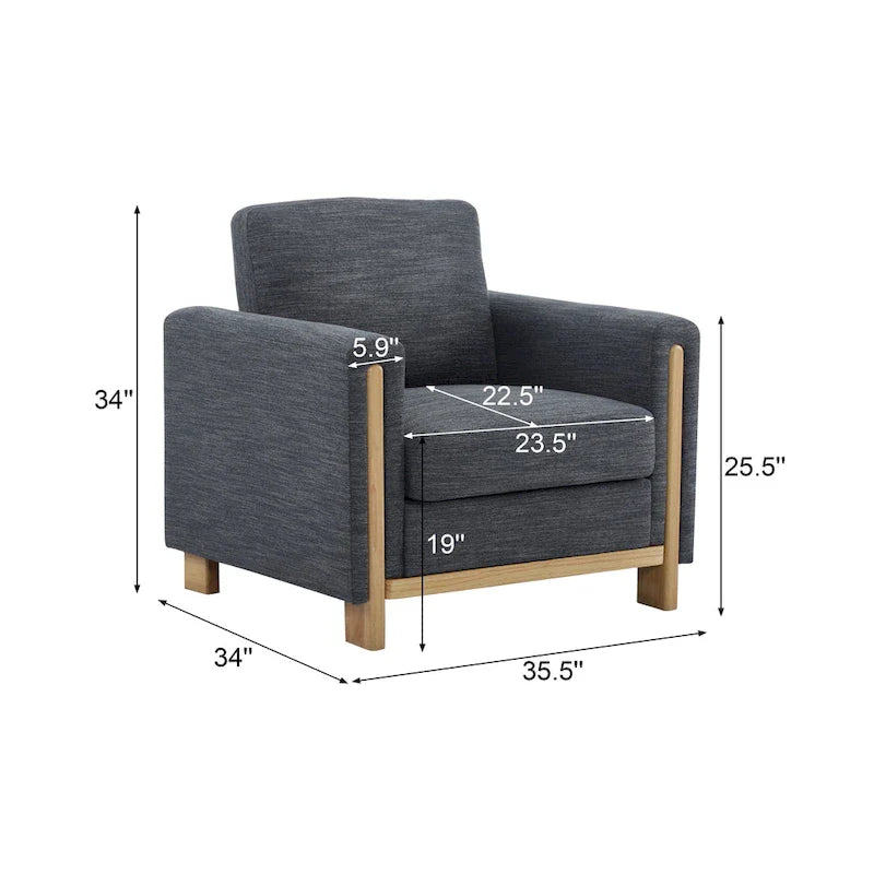 Christopher Knight Home - Fauteuil rembourré Harmonia avec cadre en bois massif et coussins moelleux