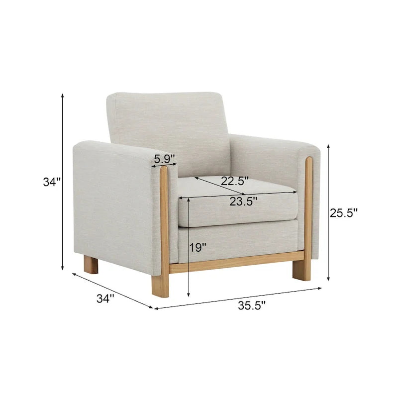 Christopher Knight Home - Fauteuil rembourré Harmonia avec cadre en bois massif et coussins moelleux