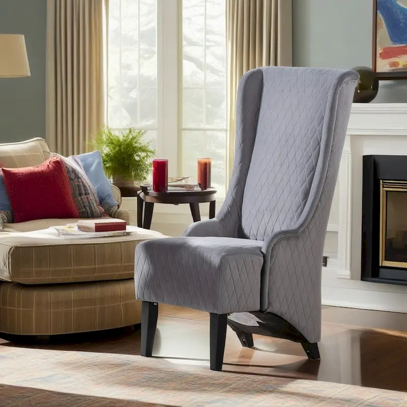 Christopher Knight Home - Fauteuil à oreilles haut de dossier en velours Evelyn avec pieds en bois