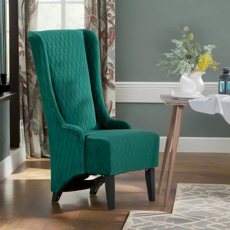Christopher Knight Home - Fauteuil à oreilles haut de dossier en velours Evelyn avec pieds en bois