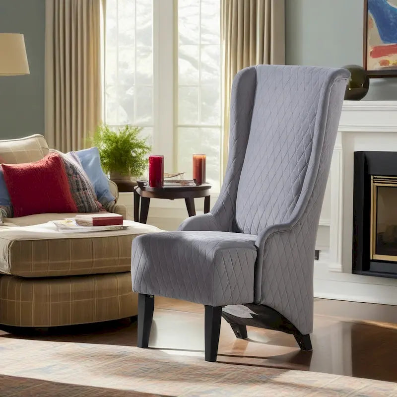 Christopher Knight Home - Fauteuil à oreilles haut de dossier en velours Evelyn avec pieds en bois