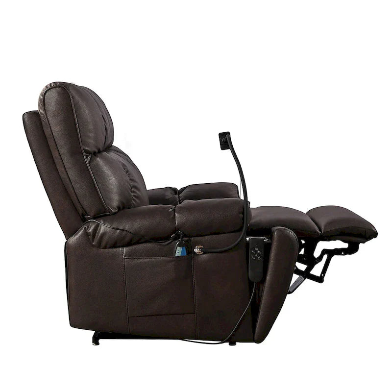 Christopher Knight Home - Fauteuil Élévateur Inclinable avec Doubles Moteurs, Massage, Chaleur, Porte-Gobelets et Support Téléphone Réglable