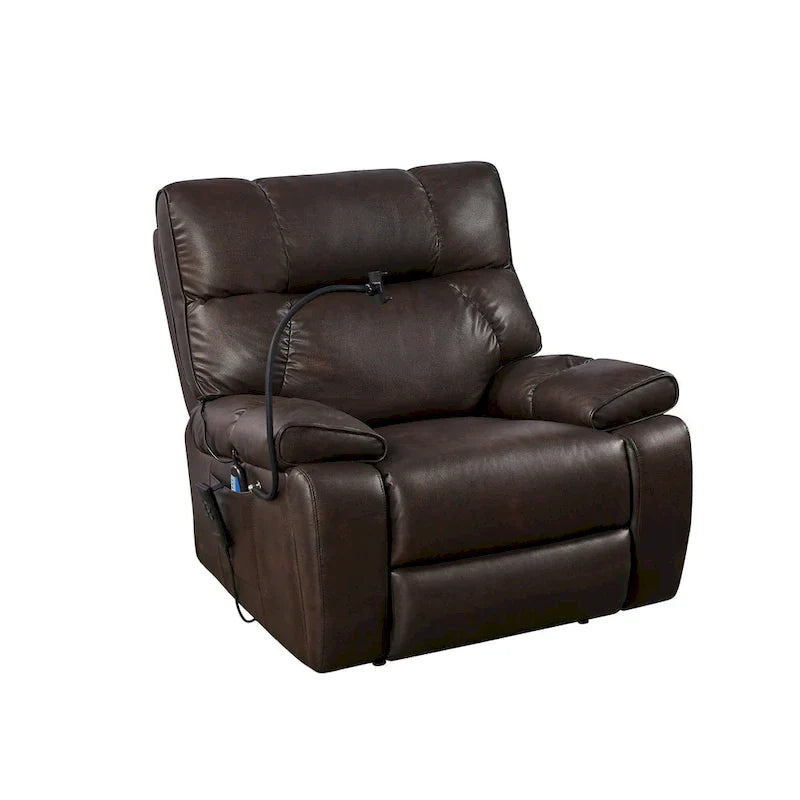 Christopher Knight Home - Fauteuil Élévateur Inclinable avec Doubles Moteurs, Massage, Chaleur, Porte-Gobelets et Support Téléphone Réglable