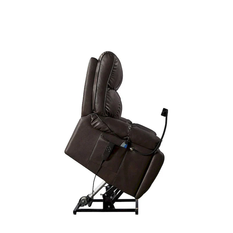 Christopher Knight Home - Fauteuil Élévateur Inclinable avec Doubles Moteurs, Massage, Chaleur, Porte-Gobelets et Support Téléphone Réglable