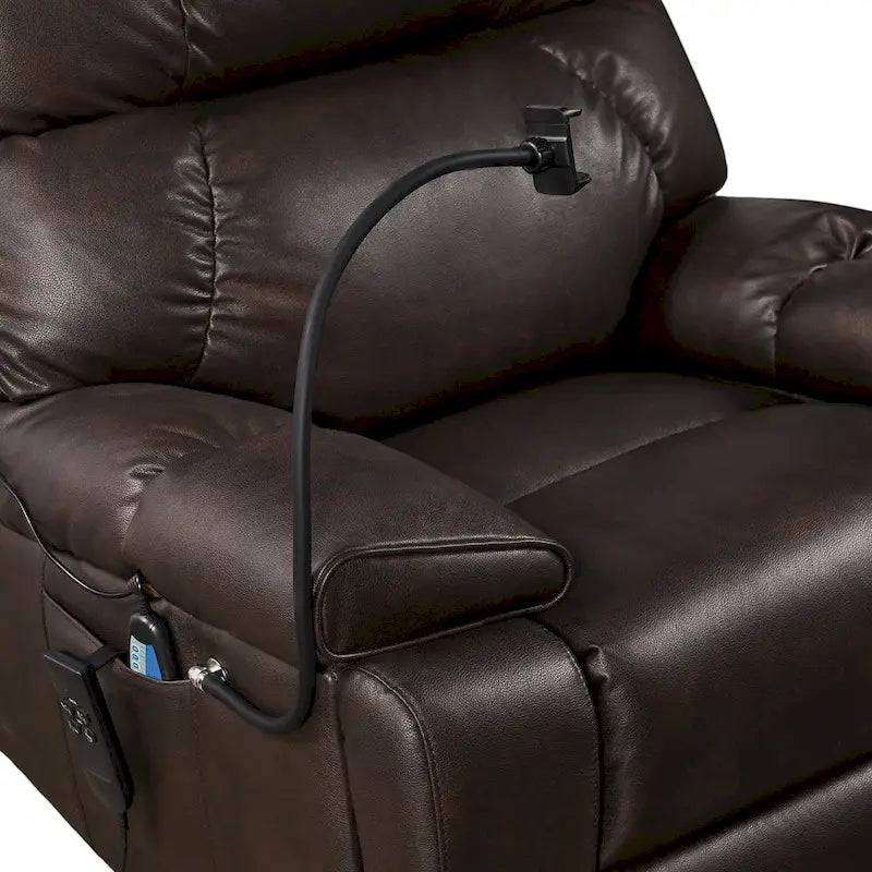 Christopher Knight Home - Fauteuil Élévateur Inclinable avec Doubles Moteurs, Massage, Chaleur, Porte-Gobelets et Support Téléphone Réglable