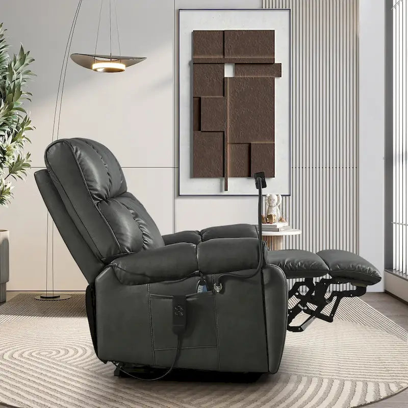 Christopher Knight Home - Fauteuil Élévateur Inclinable avec Doubles Moteurs, Massage, Chaleur, Porte-Gobelets et Support Téléphone Réglable