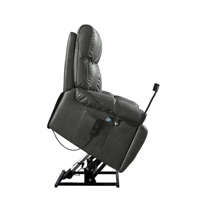 Christopher Knight Home - Fauteuil Élévateur Inclinable avec Doubles Moteurs, Massage, Chaleur, Porte-Gobelets et Support Téléphone Réglable