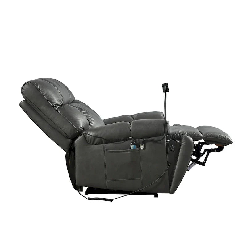 Christopher Knight Home - Fauteuil Élévateur Inclinable avec Doubles Moteurs, Massage, Chaleur, Porte-Gobelets et Support Téléphone Réglable