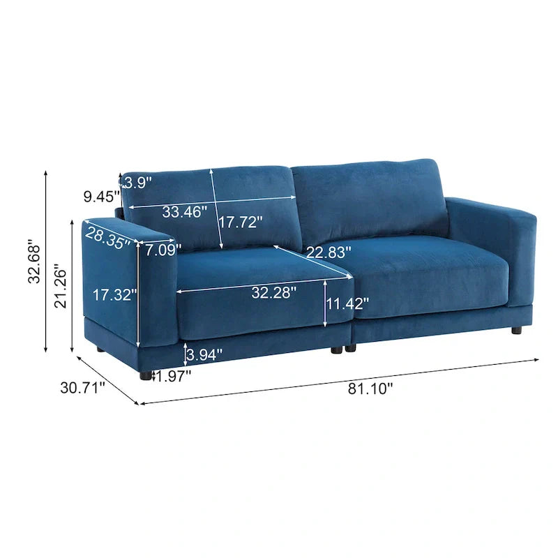 Christopher Knight Home - Causeuse Canapé Rembourrée Moderne Grace 81 pouces à Accoudoirs Carrés