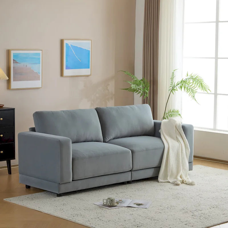 Christopher Knight Home - Causeuse Canapé Rembourrée Moderne Grace 81 pouces à Accoudoirs Carrés