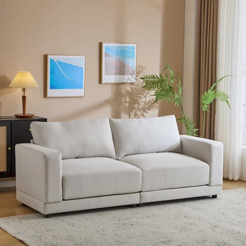 Christopher Knight Home - Causeuse Canapé Rembourrée Moderne Grace 81 pouces à Accoudoirs Carrés