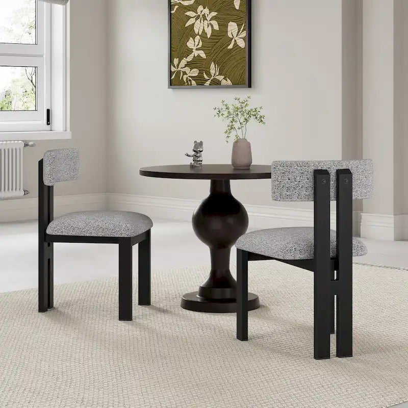 Chaises de salle à manger rembourrées Astura, structure en fer, lot de 2 par Christopher Knight Home