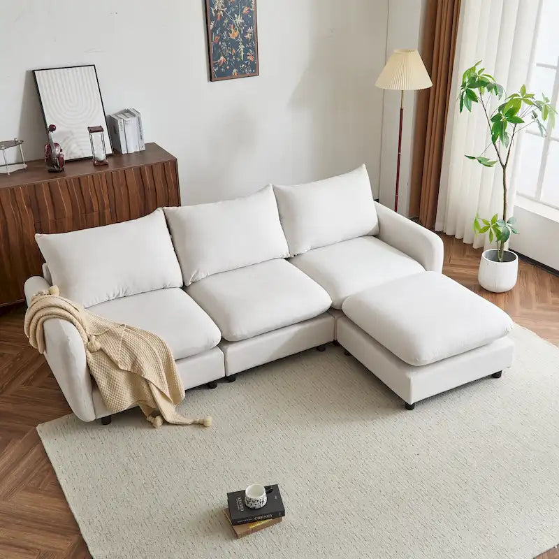 Christopher Knight Home - Canapé d'angle modulaire moderne en tissu Evelyn