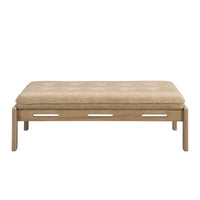 Christopher Knight Home - Table basse rectangulaire capitonnée 48,4", en cuir avec structure en bois d'hévéa