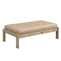Christopher Knight Home - Table basse rectangulaire capitonnée 48,4", en cuir avec structure en bois d'hévéa