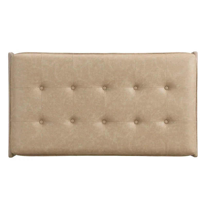 Christopher Knight Home - Table basse rectangulaire capitonnée 48,4", en cuir avec structure en bois d'hévéa