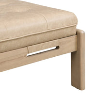 Christopher Knight Home - Table basse rectangulaire capitonnée 48,4", en cuir avec structure en bois d'hévéa