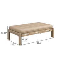 Christopher Knight Home - Table basse rectangulaire capitonnée 48,4", en cuir avec structure en bois d'hévéa