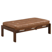Christopher Knight Home - Table basse rectangulaire capitonnée 48,4", en cuir avec structure en bois d'hévéa