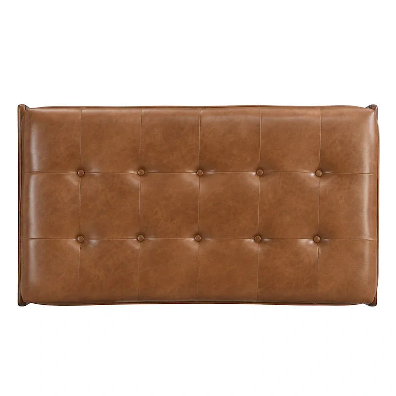 Christopher Knight Home - Table basse rectangulaire capitonnée 48,4", en cuir avec structure en bois d'hévéa