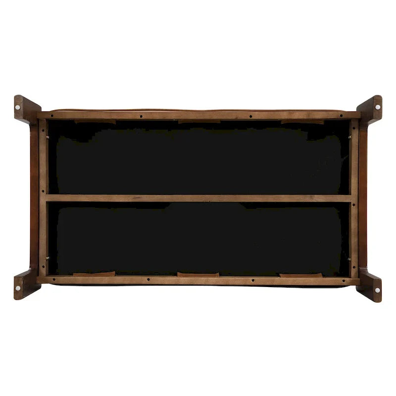 Christopher Knight Home - Table basse rectangulaire capitonnée 48,4", en cuir avec structure en bois d'hévéa