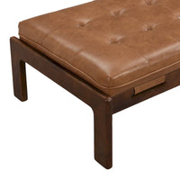 Christopher Knight Home - Table basse rectangulaire capitonnée 48,4", en cuir avec structure en bois d'hévéa