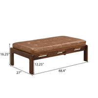 Christopher Knight Home - Table basse rectangulaire capitonnée 48,4", en cuir avec structure en bois d'hévéa