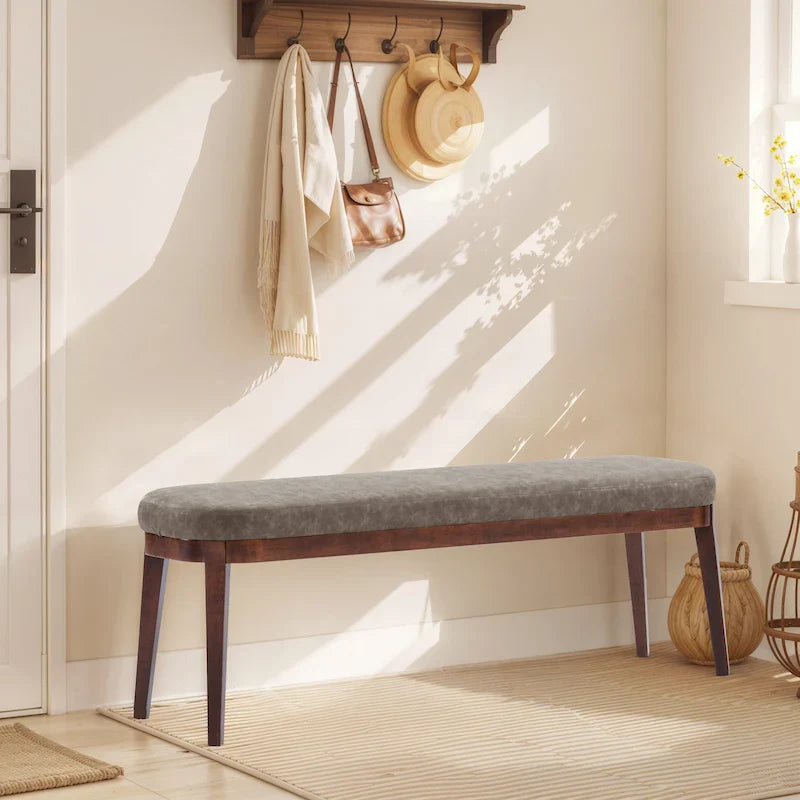 Banc en similicuir moderne du milieu du siècle Forma avec pieds en bois par Christopher Knight Home