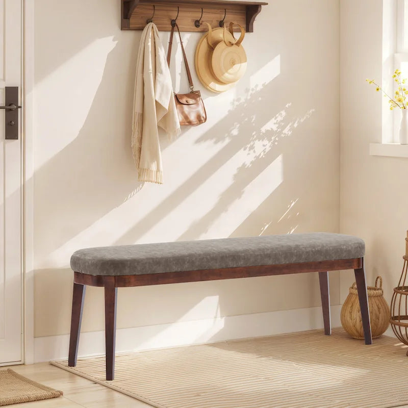 Banc en similicuir moderne du milieu du siècle Forma avec pieds en bois par Christopher Knight Home